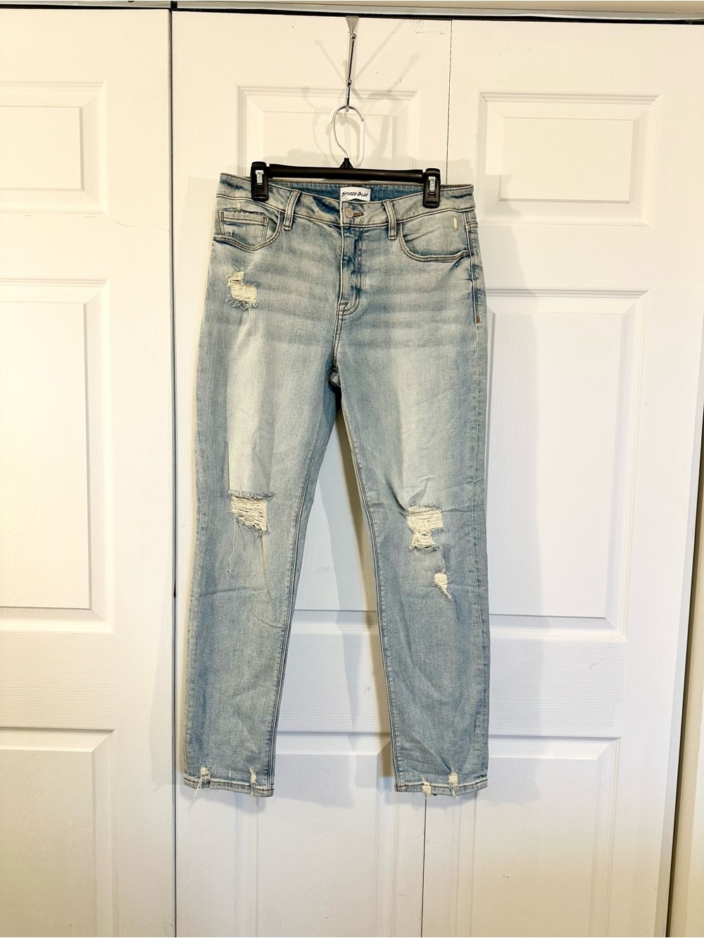 Studio Blue Distressed Straight Leg Jeans